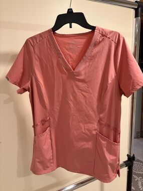 Hanes Dri Fit Women's V-Neck Medical Scrub Top - Rose Pink